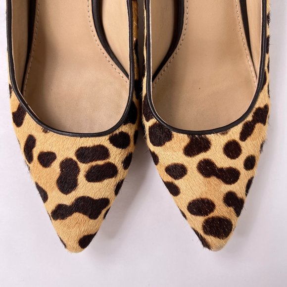 Tory Burch Elizabeth Beige Calf Hair Leopard Print Point Toe Stiletto Pumps 7.5 - Picture 10 of 15